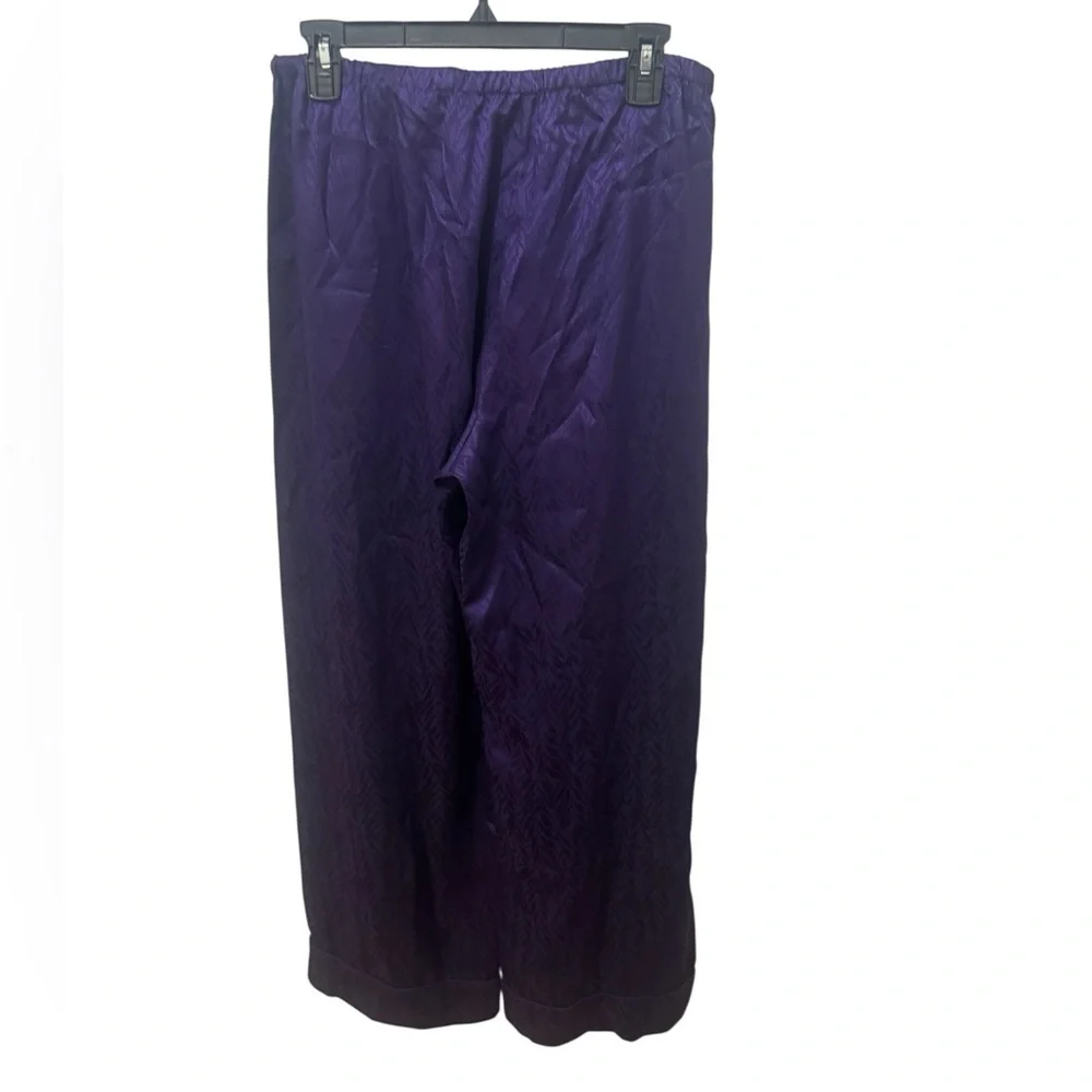 Oscar De La Renta Pink Label Purple Satin Pajama Set Size Large